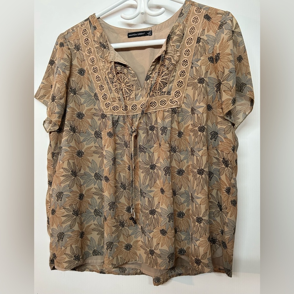 Amanda Green Women’s Large Popover Blouse